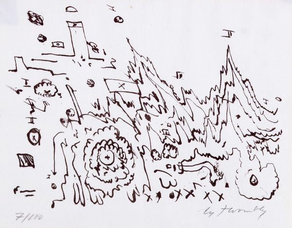 Cy Twombly : Biglietto di auguri per la Galleria La Tartaruga  - Asta Arte Moderna e Contemporanea - Associazione Nazionale - Case d'Asta italiane