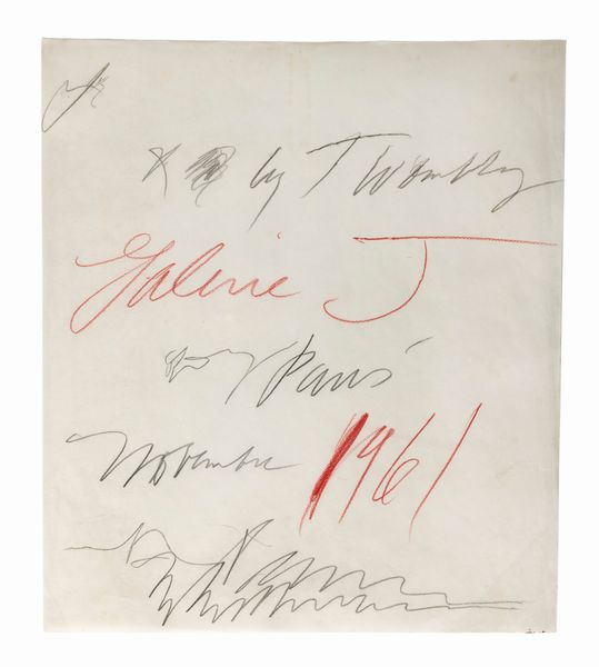 Cy Twombly : Studio per l'invito alla mostra alla Galerie J  - Asta Arte Moderna e Contemporanea - Associazione Nazionale - Case d'Asta italiane