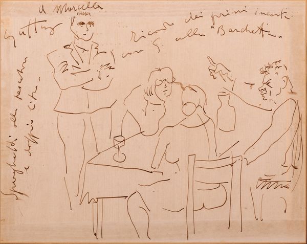 Renato Guttuso : Amici a tavola  - Asta Arte Moderna e Contemporanea - Associazione Nazionale - Case d'Asta italiane