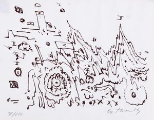 Cy Twombly - Biglietto di auguri per la Galleria La Tartaruga