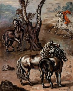 Giorgio de Chirico - Cavalli nel giardino dell'Eden