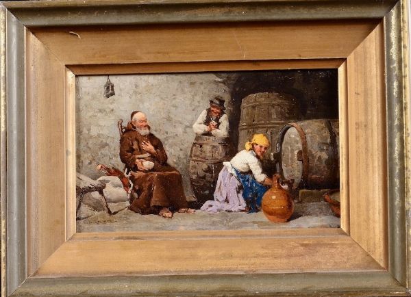 Enrico Bartezago : Figure in osteria  - Asta Dipinti del XIX-XX secolo - Associazione Nazionale - Case d'Asta italiane