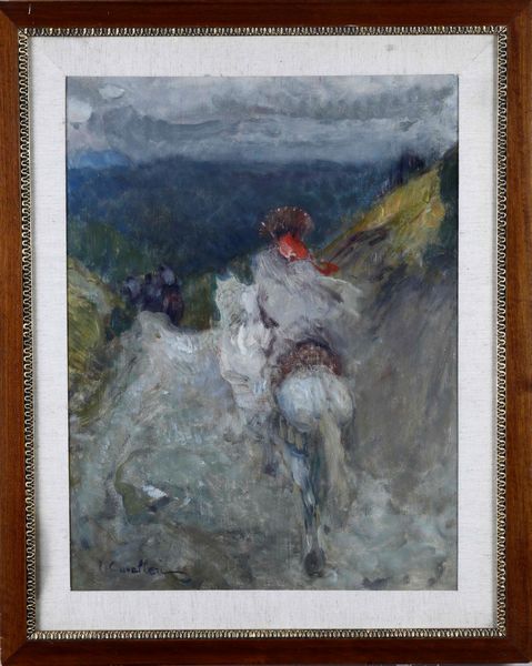 VITTORIO CAVALLERI : Strada con figura a cavallo  - Asta Dipinti del XIX-XX secolo - Associazione Nazionale - Case d'Asta italiane