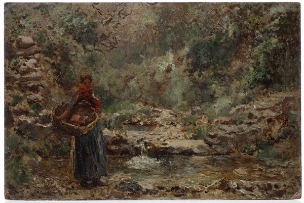 R. W. West Figura femminile sotto al ponte di Alassio  - Asta Dipinti del XIX-XX secolo - Associazione Nazionale - Case d'Asta italiane