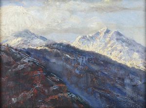 Berto Ferrari : Mattino d’Inverno in Val del Ferro  - Asta Dipinti del XIX-XX secolo - Associazione Nazionale - Case d'Asta italiane