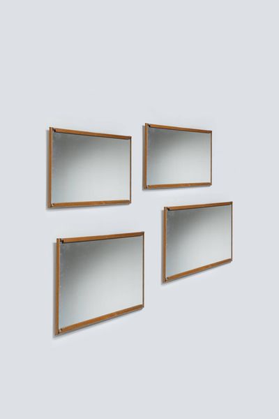 RENATO ZAINA : Quattro specchi con struttura in legno. Anni '70 cm 64 5x85  - Asta Design - Associazione Nazionale - Case d'Asta italiane