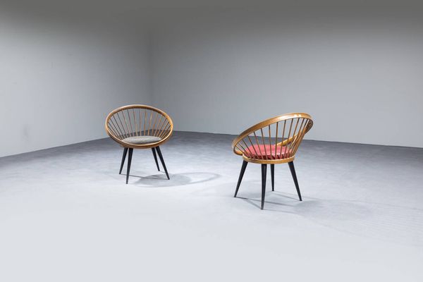 YNGVE EKSTROM : Coppie di poltrone mod. Circle Chair  - Asta Design - Associazione Nazionale - Case d'Asta italiane