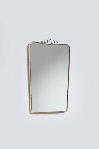 PRODUZIONE ITALIANA : Specchio con bordo lavorato in ottone. Anni '50 cm 72x50  - Asta Design - Associazione Nazionale - Case d'Asta italiane