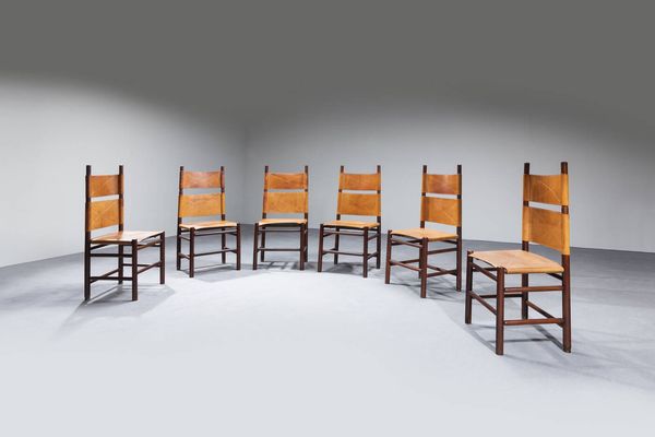 Carlo Scarpa : Sei sedie mod. Kentucky  - Asta Design - Associazione Nazionale - Case d'Asta italiane