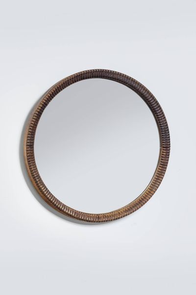 PRODUZIONE ITALIANA : Specchio con cornice in legno.  Anni '50 diam. cm 78 5  - Asta Design - Associazione Nazionale - Case d'Asta italiane