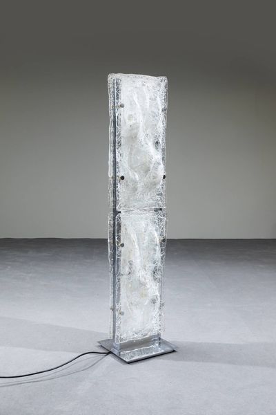 MAZZEGA : Lampada da terra con struttura in metallo cromato e diffusori in vetro. Prod. Mazzega anni '70  h cm 131 5x30x28  - Asta Design - Associazione Nazionale - Case d'Asta italiane