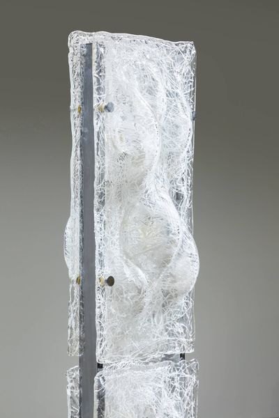 MAZZEGA : Lampada da terra con struttura in metallo cromato e diffusori in vetro. Prod. Mazzega anni '70  h cm 131 5x30x28  - Asta Design - Associazione Nazionale - Case d'Asta italiane