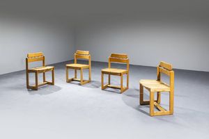 ILMARI TAPIOVAARA : Quattro sedie in legno frassino. Marchio sotto la seduta Prod. F.lli Montina anni '70  cm 74x46 5x43  - Asta Design - Associazione Nazionale - Case d'Asta italiane