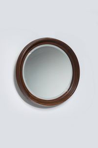 RO.MA CANTU' - Specchio rotondo in legno. Prod. Ro.Ma Cant anni '60 diam. cm 59
