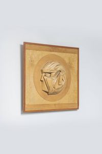 EMILIO ALBERTI - Pannello in legno con profilo in bassorilievo.  Firmato e datato in basso a destra  Anni '70 cm 59x62