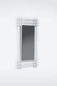 PRODUZIONE ITALIANA - Specchio con struttura in alluminio.  Anni '70 cm 94x49