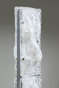 MAZZEGA : Lampada da terra con struttura in metallo cromato e diffusori in vetro. Prod. Mazzega anni '70  h cm 131 5x30x28  - Asta Design - Associazione Nazionale - Case d'Asta italiane