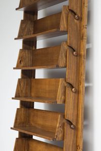 PRODUZIONE ITALIANA : Libreria in legno con piani ad incastro nella struttura.  Anni '50 cm 290x100x21  Difetti  - Asta Design - Associazione Nazionale - Case d'Asta italiane