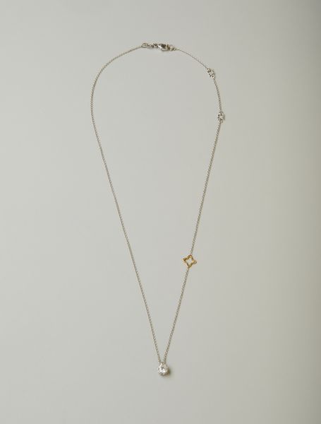 . : Collana 'Re Carlo' oro bianco e giallo 18 carati e diamante taglio a brillante di 0.50 ct. F/SI.  - Asta Asta 402 | GIOIELLI - OROLOGI Online - Associazione Nazionale - Case d'Asta italiane