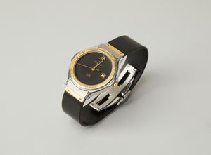 HUBLOT - Orologio in acciaio e oro giallo 18 carati, tondo con cinturino in pelle nera.