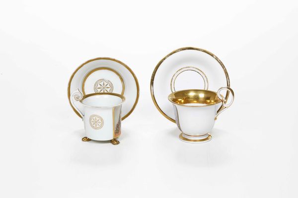Due tazze con piattino<BR>Meissen, 1816-1824  - Asta Porcellane venete ed europee di un'importante Famiglia veneziana - Associazione Nazionale - Case d'Asta italiane