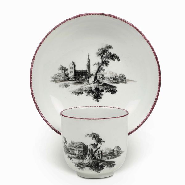 Tazza con piattino<BR>Vienna, Manifattura Imperiale, 1760-1780 circa<BR>Pittura di Jacob Ressler<BR>  - Asta Porcellane venete ed europee di un'importante Famiglia veneziana - Associazione Nazionale - Case d'Asta italiane