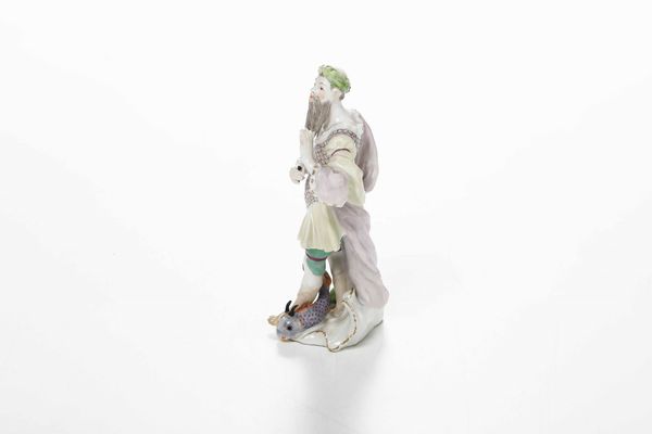 Figurina di Nettuno<BR>Vienna, Manifattura Imperiale, 1750-1760  - Asta Porcellane venete ed europee di un'importante Famiglia veneziana - Associazione Nazionale - Case d'Asta italiane