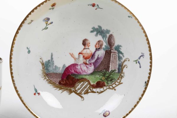 Tazza con piattino<BR>Germania, Manifattura di Frankenthal, 1762-1770 circa  - Asta Porcellane venete ed europee di un'importante Famiglia veneziana - Associazione Nazionale - Case d'Asta italiane