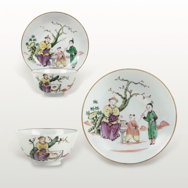 Coppia di tazze con piattino<BR>Venezia, Manifattura Cozzi, 1770 circa  - Asta Porcellane venete ed europee di un'importante Famiglia veneziana - Associazione Nazionale - Case d'Asta italiane