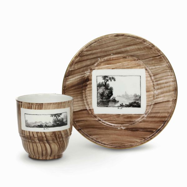 Tazza con piattino<BR>Germania, Manifattura di Frankenthal, ultimo quarto del XVIII secolo  - Asta Porcellane venete ed europee di un'importante Famiglia veneziana - Associazione Nazionale - Case d'Asta italiane