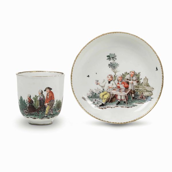 Tazza con piattino<BR>Germania, Manifattura di Nymphenburg, 1765-1770  - Asta Porcellane venete ed europee di un'importante Famiglia veneziana - Associazione Nazionale - Case d'Asta italiane