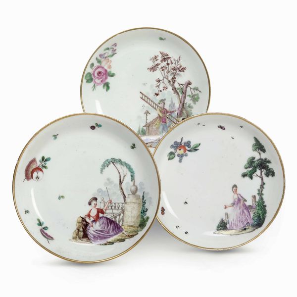 Tre piattini<BR>Venezia, Manifattura Cozzi, 1770 circa  - Asta Porcellane venete ed europee di un'importante Famiglia veneziana - Associazione Nazionale - Case d'Asta italiane