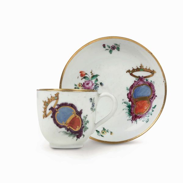 Tazza con piattino<BR>Nove, Manifattura Antonibon, gestione Parolin, 1770 circa  - Asta Porcellane venete ed europee di un'importante Famiglia veneziana - Associazione Nazionale - Case d'Asta italiane