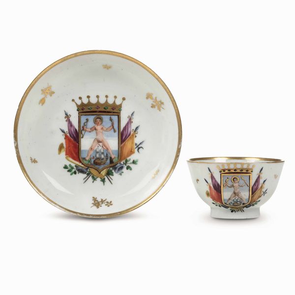 Tazza con piattino<BR>Nove, Manifattura Antonibon, gestione Parolin, 1790-1800<BR>  - Asta Porcellane venete ed europee di un'importante Famiglia veneziana - Associazione Nazionale - Case d'Asta italiane