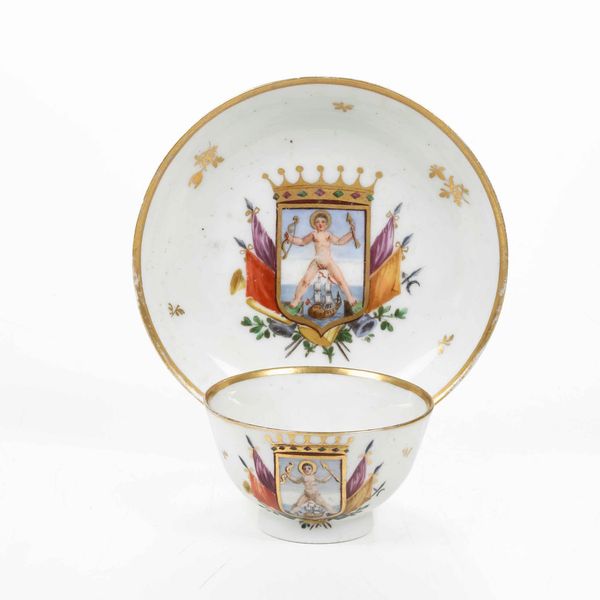 Tazza con piattino<BR>Nove, Manifattura Antonibon, gestione Parolin, 1790-1800<BR>  - Asta Porcellane venete ed europee di un'importante Famiglia veneziana - Associazione Nazionale - Case d'Asta italiane