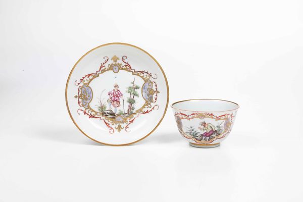 Due tazze e due piattini<BR>Doccia, Manifattura di Carlo Ginori, 1750 circa  - Asta Porcellane venete ed europee di un'importante Famiglia veneziana - Associazione Nazionale - Case d'Asta italiane