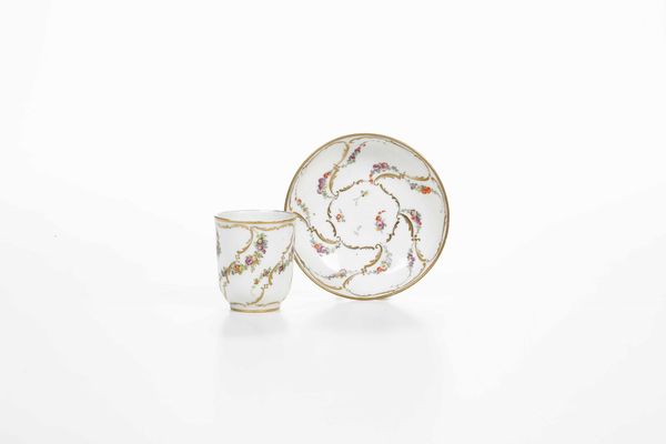 Tazza con piattino<BR>Vinovo, 1776-1779 (periodo Hannong)  - Asta Porcellane venete ed europee di un'importante Famiglia veneziana - Associazione Nazionale - Case d'Asta italiane