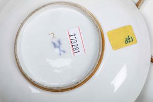 Coppia di piattini con stemma Pisani-Gambara e una coppia di tazzine<BR>Meissen, 1750-1755 circa<BR>  - Asta Porcellane venete ed europee di un'importante Famiglia veneziana - Associazione Nazionale - Case d'Asta italiane