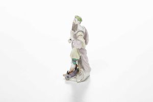 Figurina di Nettuno<BR>Vienna, Manifattura Imperiale, 1750-1760  - Asta Porcellane venete ed europee di un'importante Famiglia veneziana - Associazione Nazionale - Case d'Asta italiane