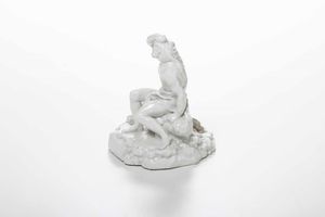 Figurina di Ercole<BR>Germania, Manifattura di Frankenthal, 1787 circa  - Asta Porcellane venete ed europee di un'importante Famiglia veneziana - Associazione Nazionale - Case d'Asta italiane