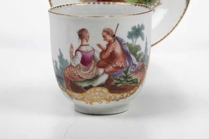 Tazza con piattino<BR>Germania, Manifattura di Frankenthal, 1762-1770 circa  - Asta Porcellane venete ed europee di un'importante Famiglia veneziana - Associazione Nazionale - Case d'Asta italiane
