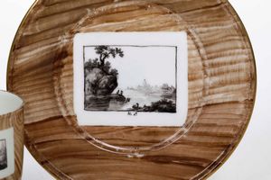 Tazza con piattino<BR>Germania, Manifattura di Frankenthal, ultimo quarto del XVIII secolo  - Asta Porcellane venete ed europee di un'importante Famiglia veneziana - Associazione Nazionale - Case d'Asta italiane