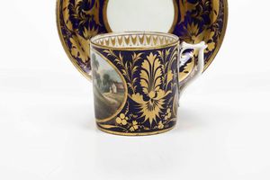 Tazza con piattino<BR>Inghilterra, Manifattura Derby, verso il 1800<BR>  - Asta Porcellane venete ed europee di un'importante Famiglia veneziana - Associazione Nazionale - Case d'Asta italiane