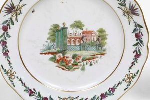 Coppia di piatti �a bers�<BR>Venezia, Manifattura Cozzi, 1775 circa  - Asta Porcellane venete ed europee di un'importante Famiglia veneziana - Associazione Nazionale - Case d'Asta italiane