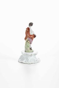 Figurina di vendemmiatore<BR>Venezia, Manifattura Cozzi, 1765 circa<BR>  - Asta Porcellane venete ed europee di un'importante Famiglia veneziana - Associazione Nazionale - Case d'Asta italiane