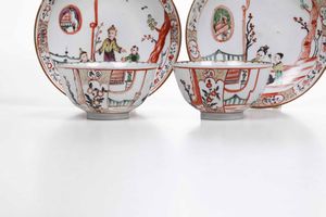Coppia di tazze con piattino<BR>Venezia, Manifattura Cozzi, 1765-1770<BR>  - Asta Porcellane venete ed europee di un'importante Famiglia veneziana - Associazione Nazionale - Case d'Asta italiane