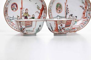 Coppia di tazze con piattino<BR>Venezia, Manifattura Cozzi, 1765-1770<BR>  - Asta Porcellane venete ed europee di un'importante Famiglia veneziana - Associazione Nazionale - Case d'Asta italiane