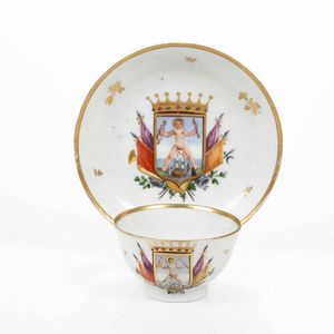 Tazza con piattino<BR>Nove, Manifattura Antonibon, gestione Parolin, 1790-1800<BR>  - Asta Porcellane venete ed europee di un'importante Famiglia veneziana - Associazione Nazionale - Case d'Asta italiane