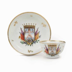 Tazza con piattino<BR>Nove, Manifattura Antonibon, gestione Parolin, 1790-1800<BR>  - Asta Porcellane venete ed europee di un'importante Famiglia veneziana - Associazione Nazionale - Case d'Asta italiane