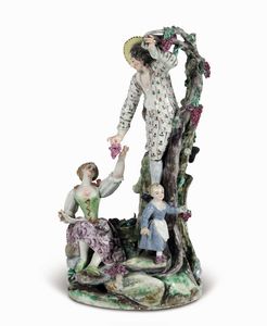 Gruppo �La vendemmia�<BR>Nove, Manifattura Antonibon, gestione Parolin, 1781-1802<BR>Modello di Domenico Bosello  - Asta Porcellane venete ed europee di un'importante Famiglia veneziana - Associazione Nazionale - Case d'Asta italiane